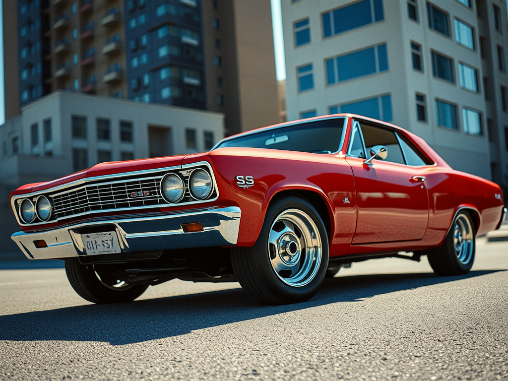 A red 1966 Chevy SS that would look great in a Nicholas Benotto garage.