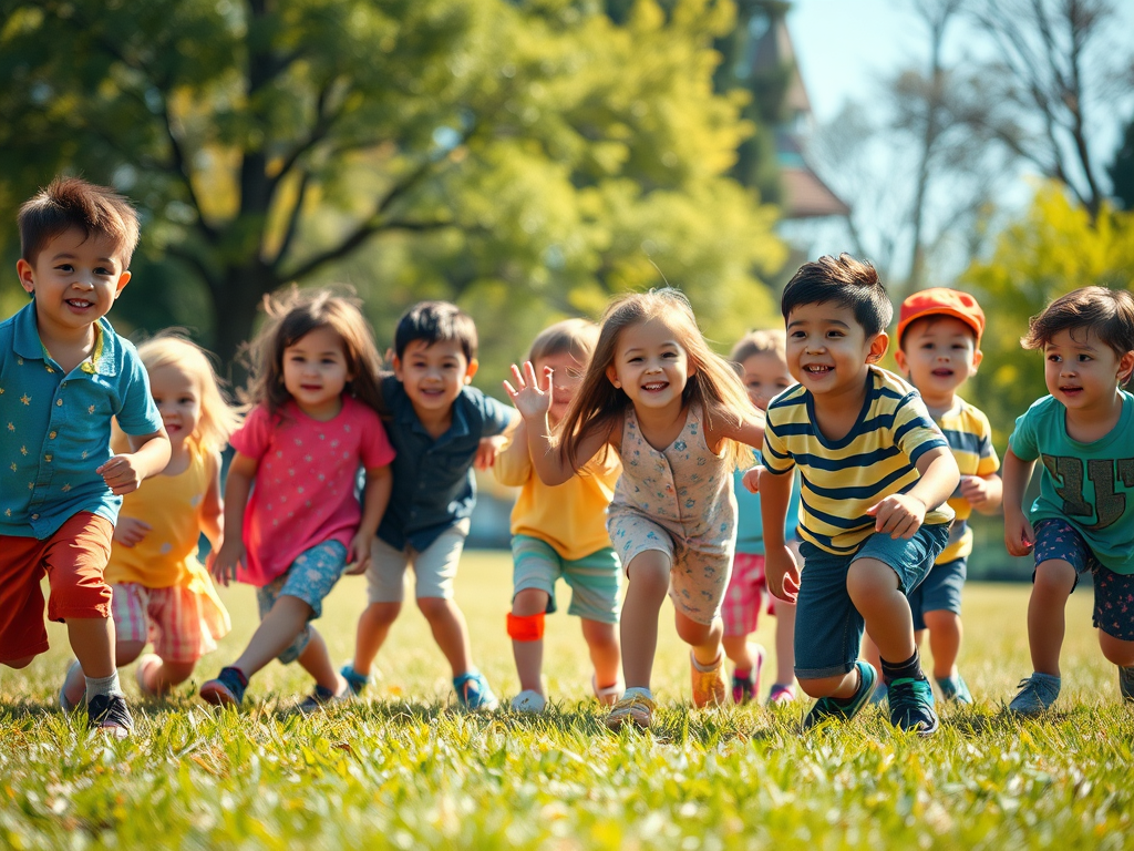 Kids playing in a park.