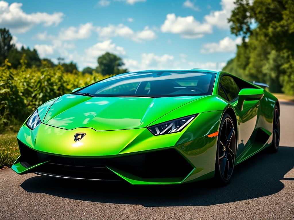 Nicholas Benotto shows an rendition of a green Lamborghini
